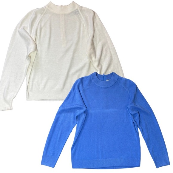 Vintage bundle mock neck back zip acrylic sweaters petite medium l/s tops shirts - Picture 1 of 14